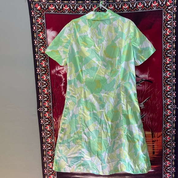 Vintage 1960s Handmade Mod Floral Shirt Dress 🌿💚 - Picture 5 of 8